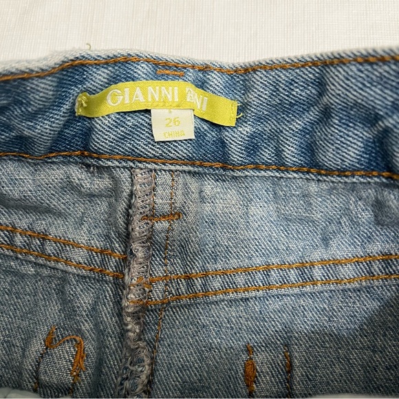 Gianni Bini Midi Jean Skirt Front Slit Raw Hem - Picture 2 of 7